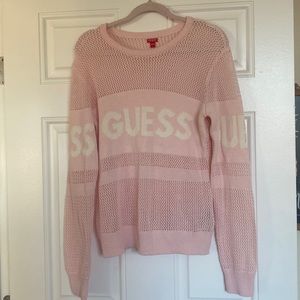 Guess light pink and white sweater